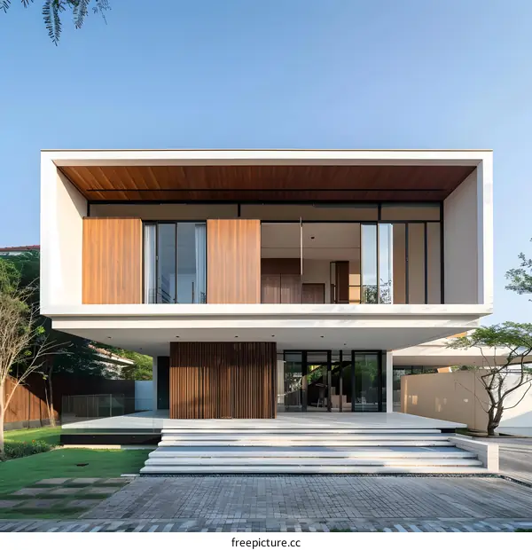 Modern Minimalist House Design with Wood Accents