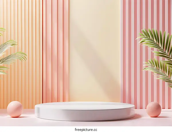 Minimalist Product Display with Palm Tree and Abstract Background