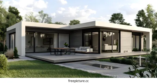 Modern House with Deck and Landscaping