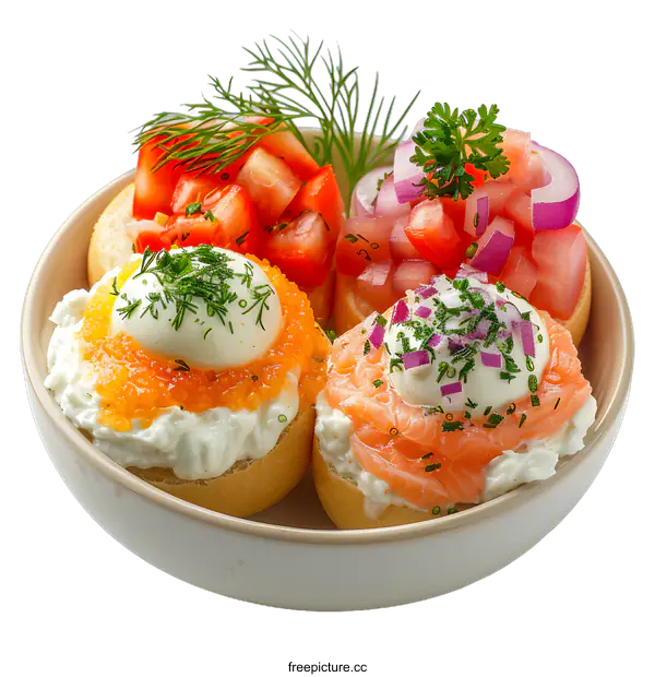 [Transparent Background PNG]Delicious Appetizers with Salmon Caviar and Tomato