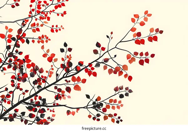Red and Black Watercolor Leaves Illustration
