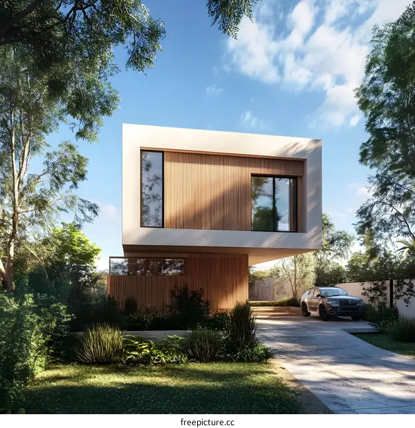 Modern House Design With Wooden Facade