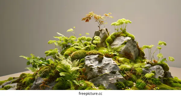Green Mossy Rock Landscape