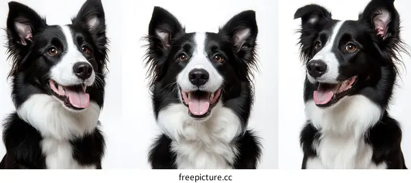 Three Happy Border Collie Portraits
