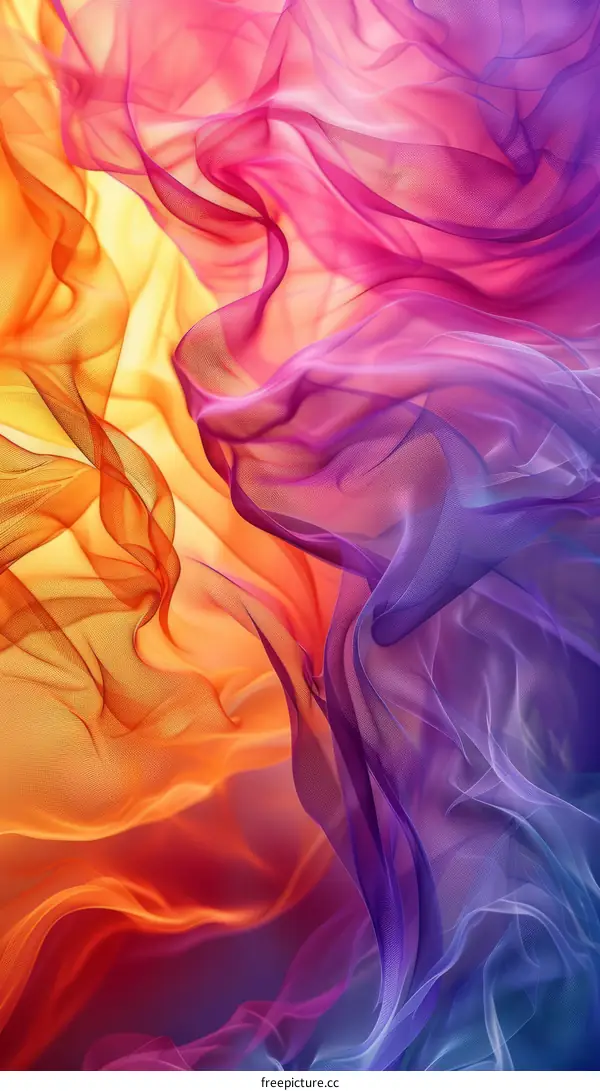 Colorful abstract painting with flowing shapes