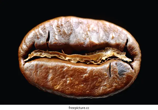 Close-up image of a single coffee bean