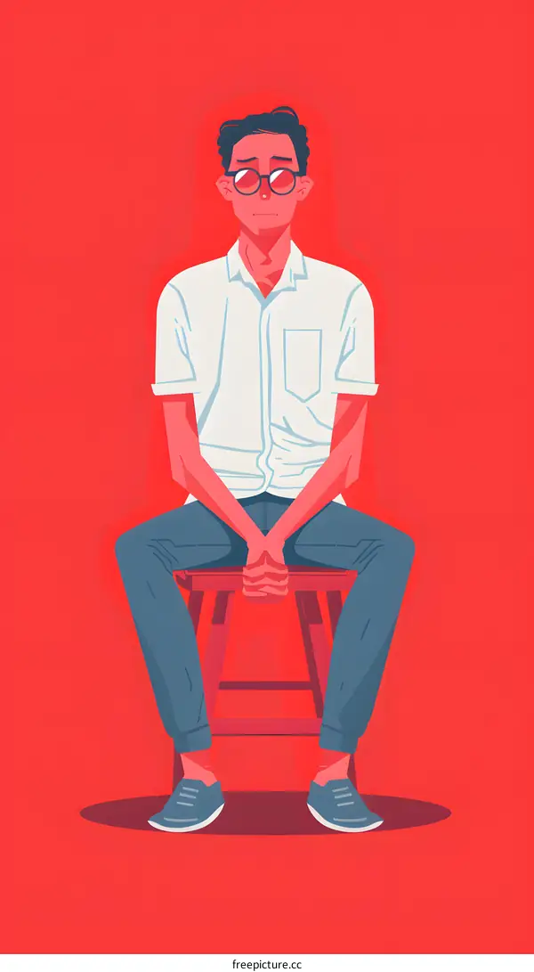 Man Sitting On A Stool
