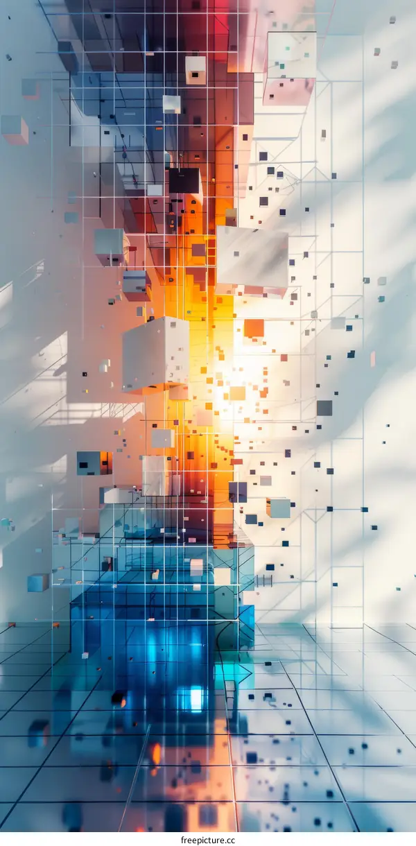 Abstract 3D Cube Composition in Space