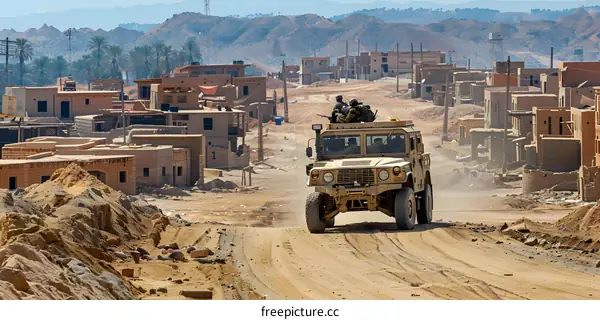 U.S. Soldiers ride in a Humvee during a patrol in Northern Iraq
