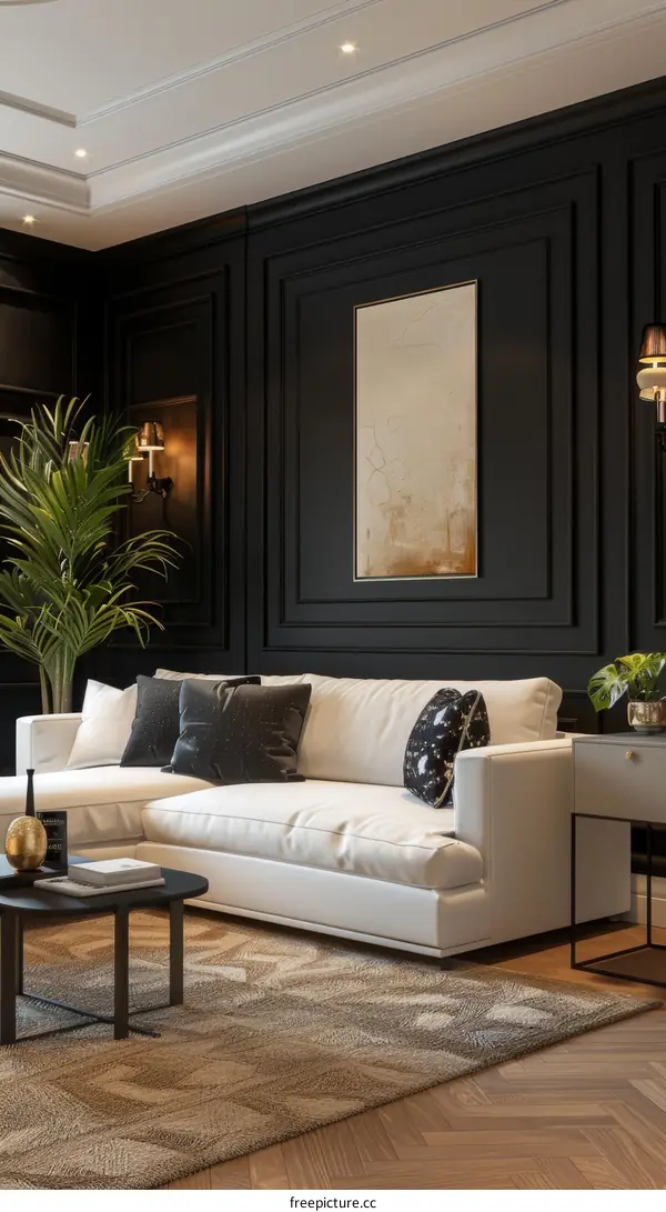 Modern Black Living Room Interior Design