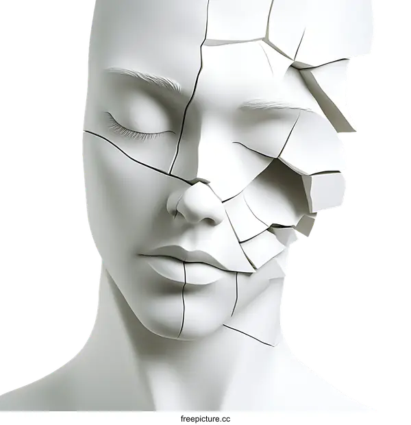 [Transparent Background PNG]Fractured Face Abstract Art