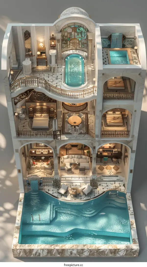 Modern Luxury Villa Interior with Swimming Pool