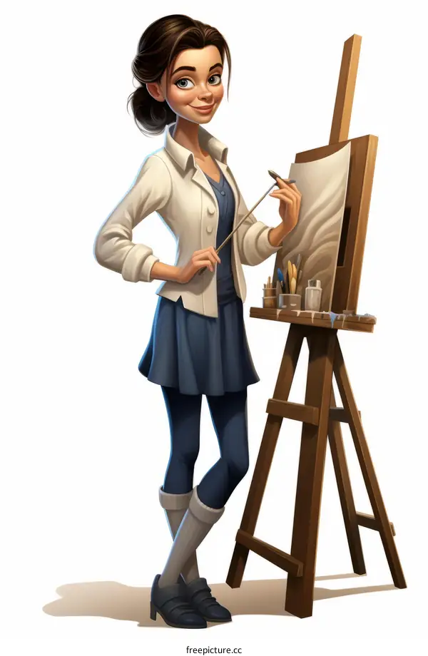 An artist painting on a canvas with a brush