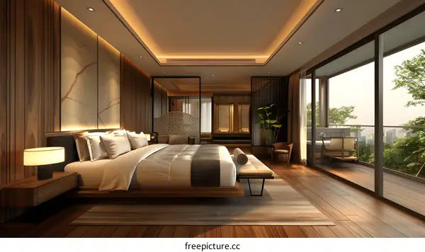 Luxury hotel suite bedroom