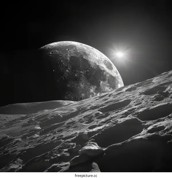 Celestial Dance: Moon and Sun in Black and White