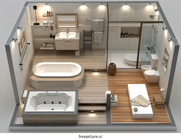 Modern Bathroom Design Interior Illustration