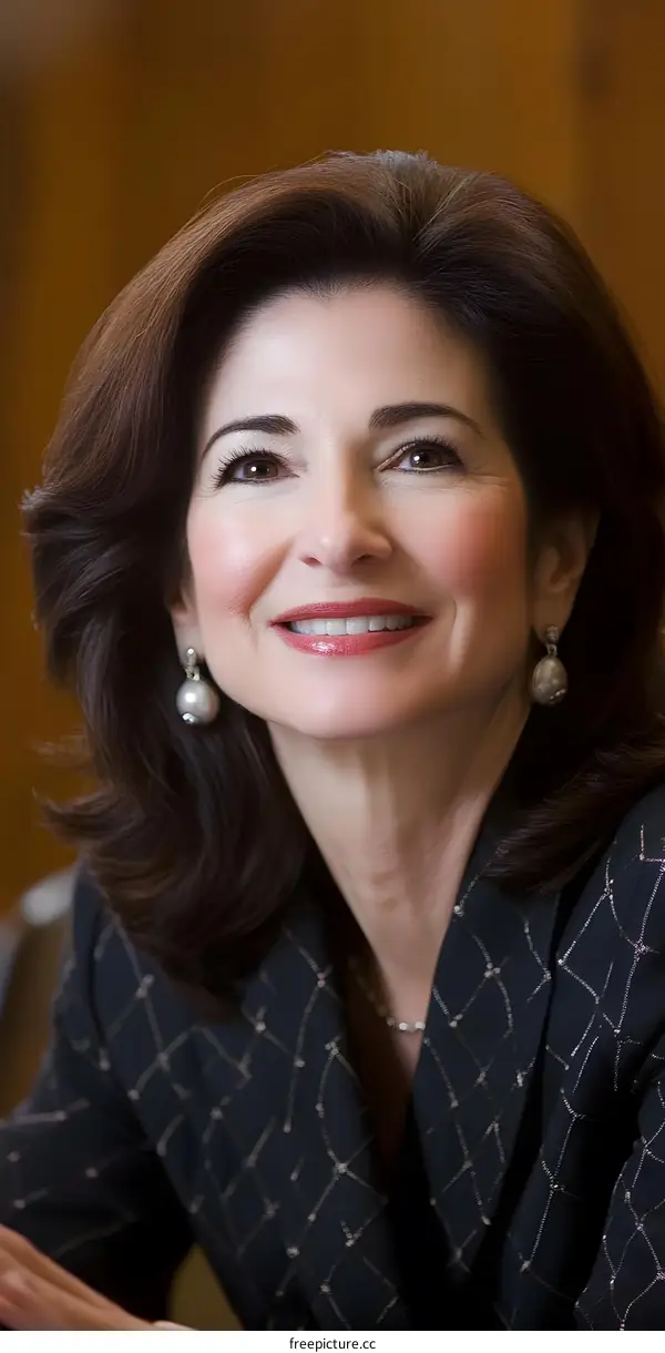 Portrait of a Woman with Brown Hair and a Black Blazer