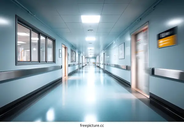 Modern Hospital Corridor with Natural Light