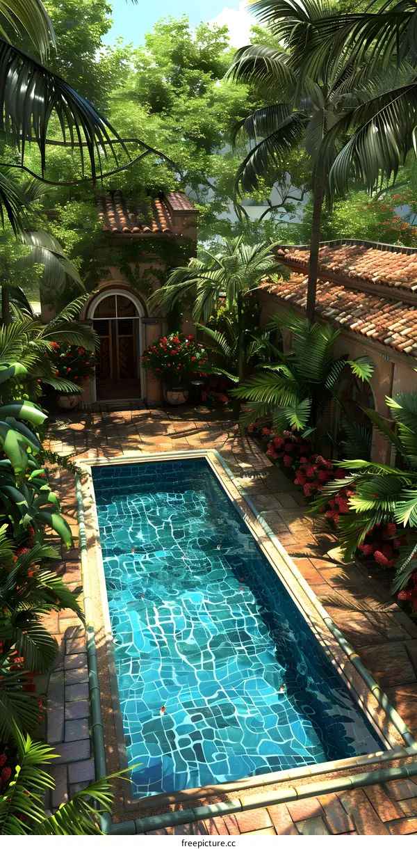 Tropical Courtyard Pool