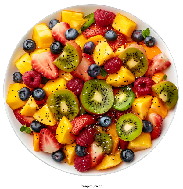 [Transparent Background PNG]kiwi strawberry mango salad