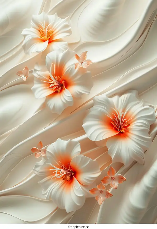 3D Floral Design on Abstract Background