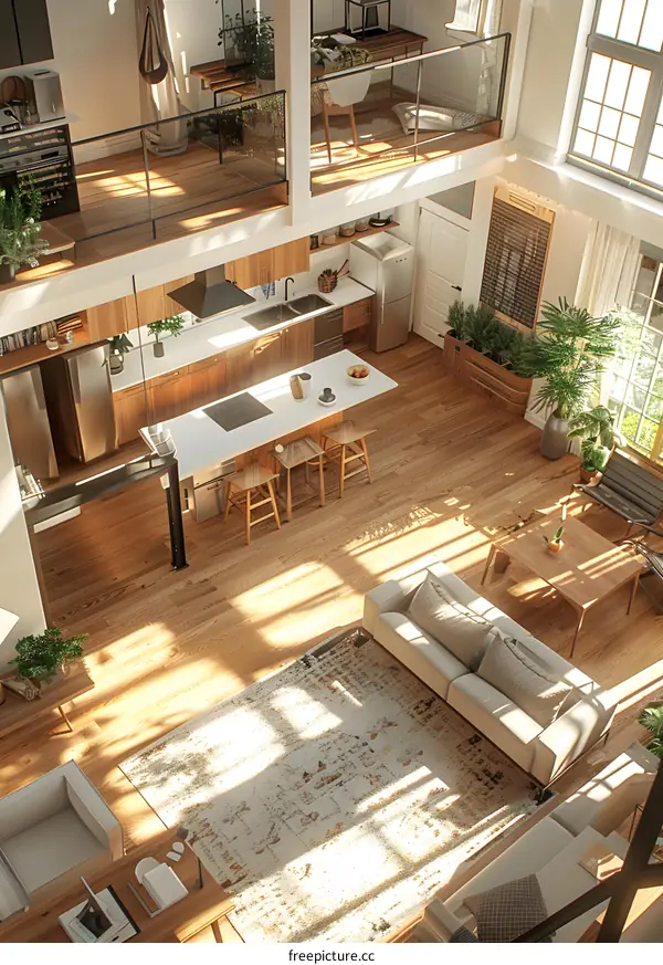 bright and airy home interior with wood floors and white walls