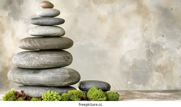 Stack of Stones on a Rustic Background