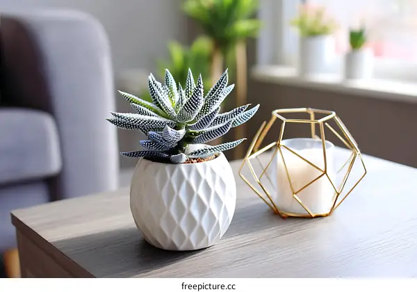 Stylish Succulent Plant Decor on Coffee Table