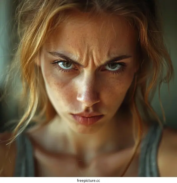 Close Up Portrait of an Angry Woman