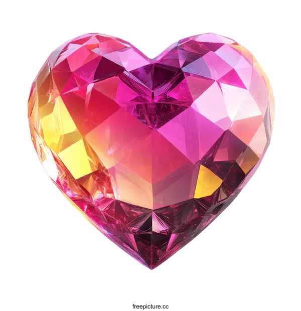 [Transparent Background PNG]Colorful Heart-Shaped Crystal Gem