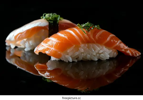 A closeup of a variety of sushi