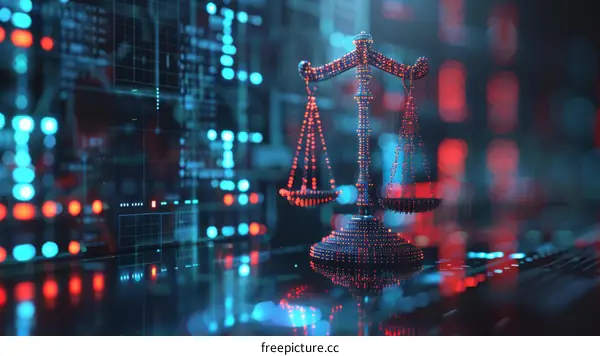 3D rendering of a balanced scale representing justice and equality under the law