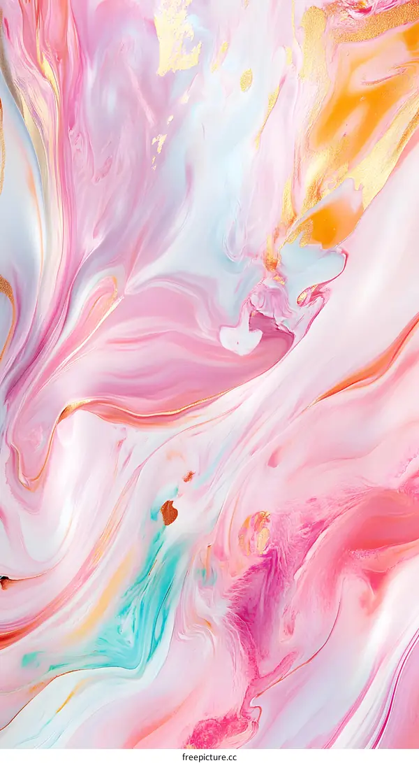 Abstract Painting Pink White Gold Swirl Texture