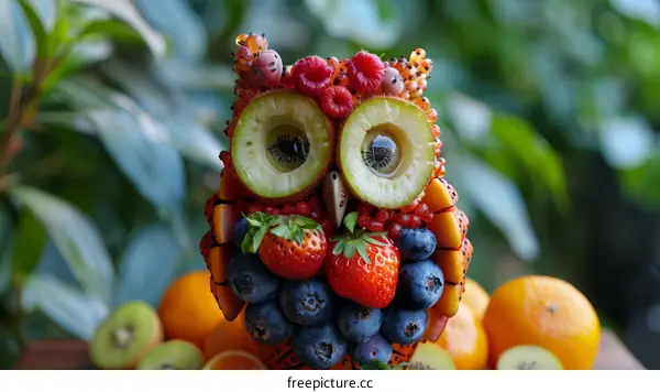 Kiwi Owl Made from Fresh Kiwi Fruits