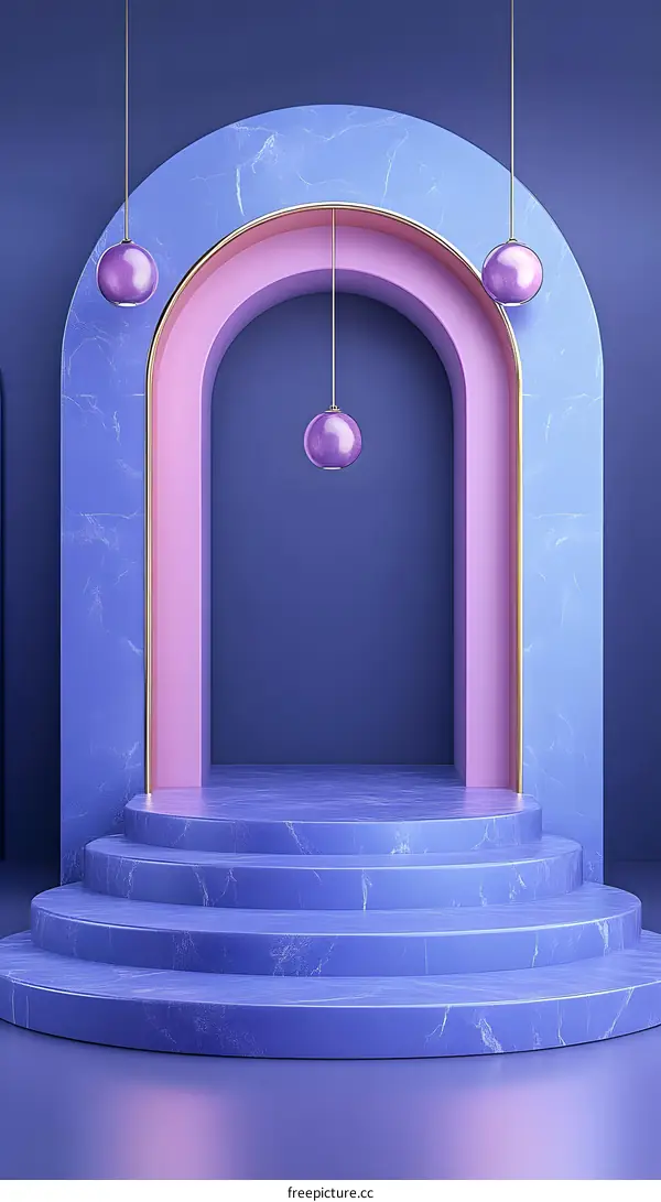 Abstract Purple Archway With Hanging Lights