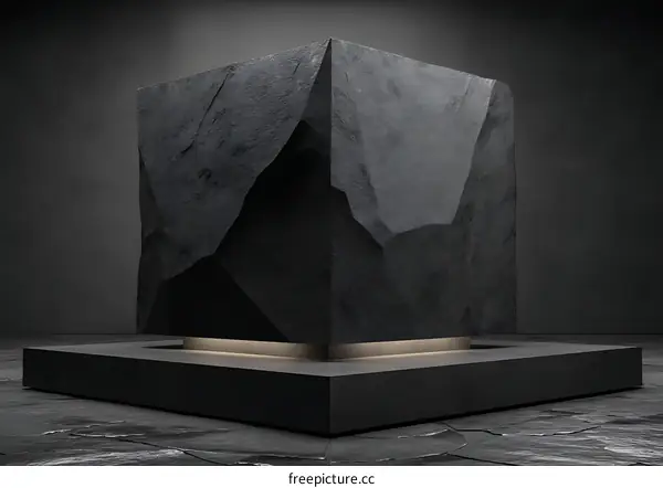 Abstract Dark Stone Cube Display Platform