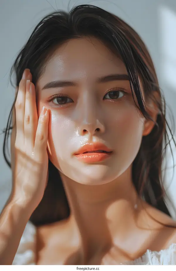 Portrait of a Young Woman with Glowing Skin