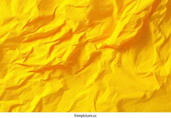 Close Up View of Yellow Crumpled Fabric Texture