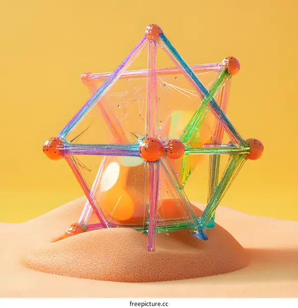 Abstract Geometric Shape with Holographic Effect in Sand