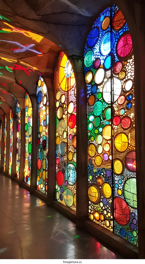 Stained glass windows in a church