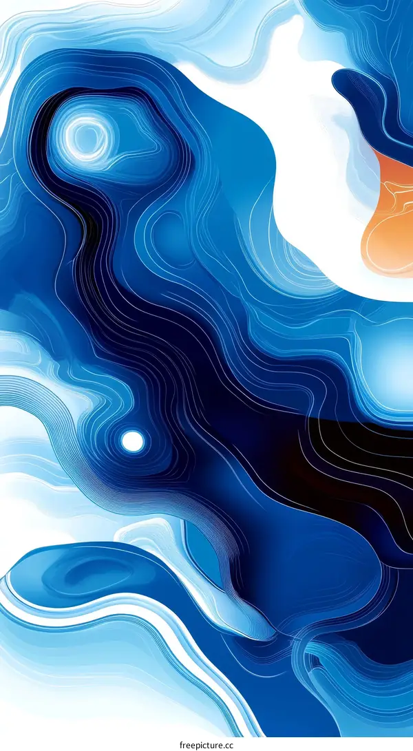 Abstract Blue and White Liquid Flow Design