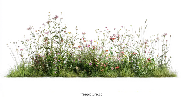 [Transparent Background PNG]Colorful Wildflower Meadow Isolated Background