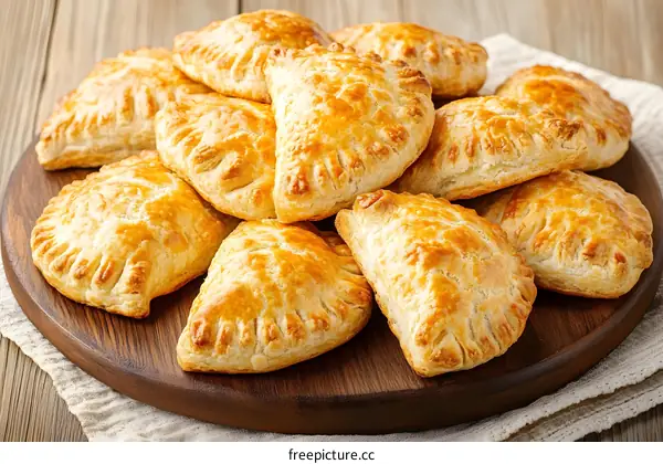 Golden Brown Pastry Puffs On Wooden Board