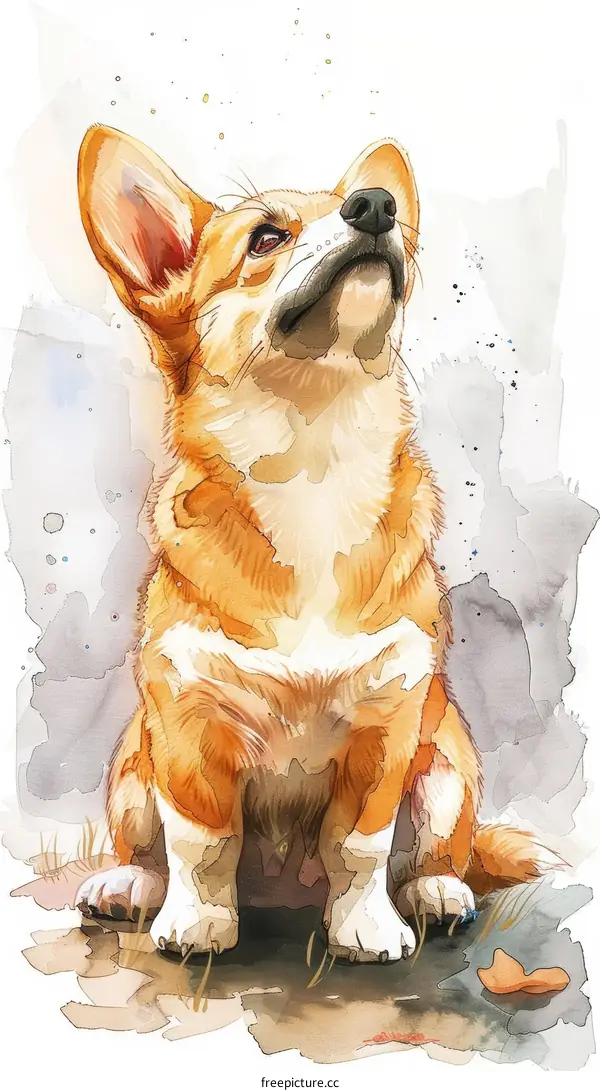 Cute Watercolor Illustration of a Welsh Corgi