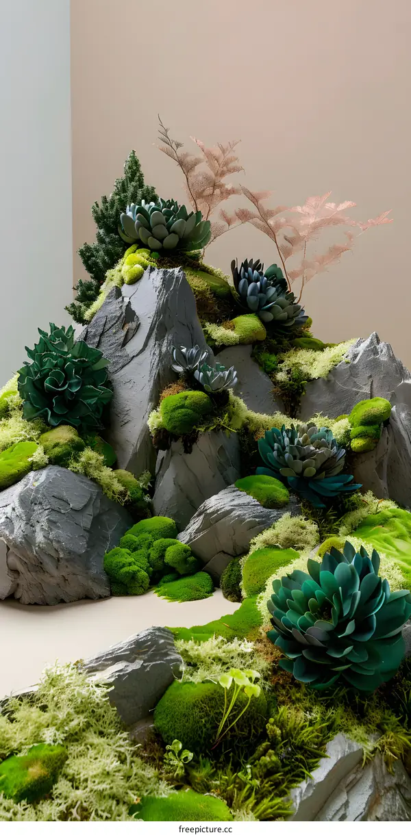 Green Moss and Succulent Wall Art