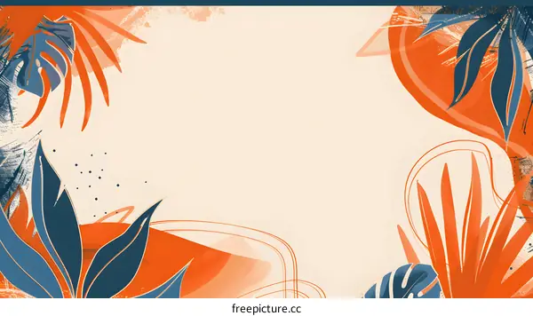 Abstract Tropical Leaves Background Illustration