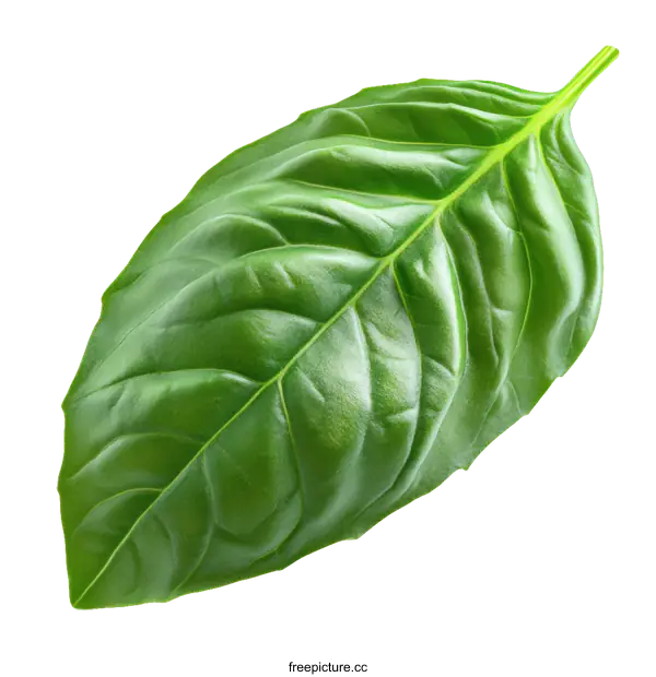 [Transparent Background PNG]Fresh Basil Leaf Close-up