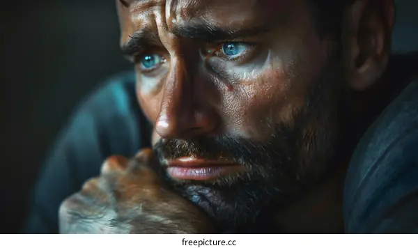 Portrait of a man with blue eyes