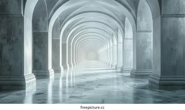 Marble Floored Hallway with Arched Openings
