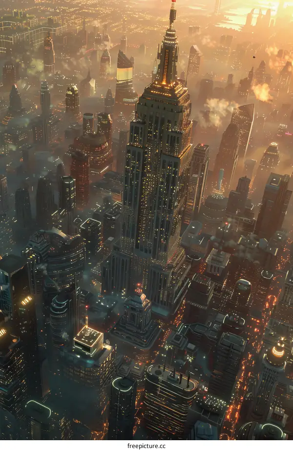 Futuristic Cityscape Aerial View